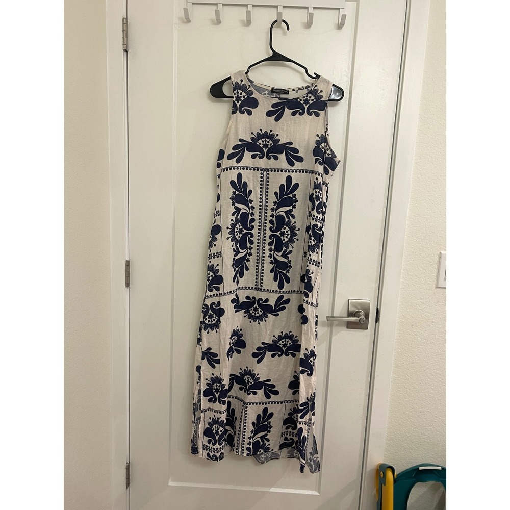 Linen Blend Francesca Bettini Coastal Beachy Italian Euro Print